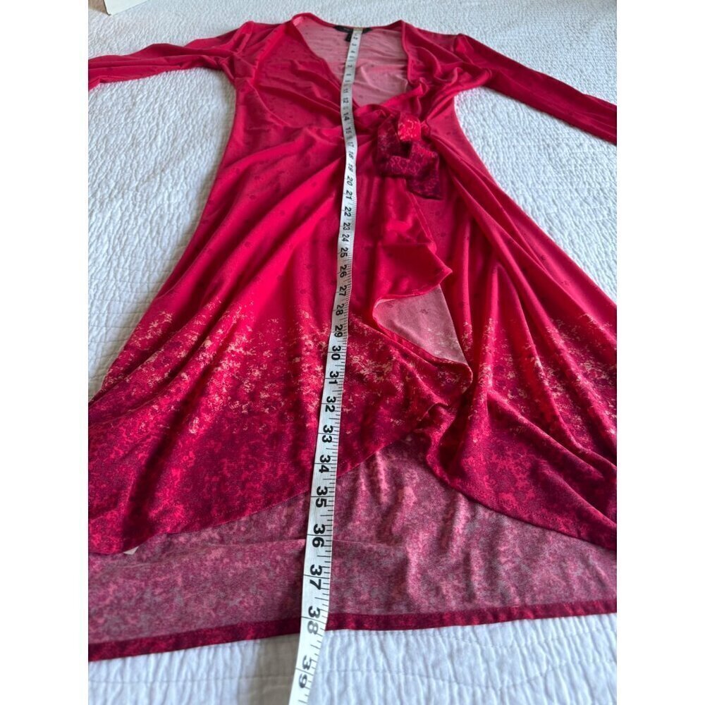 BCBGMAXAZRIA Adele Wrap Midi Dress V-Neck Size XS Lipstick Red Retro - Picture 6 of 12